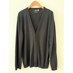 H&M Merino Wool Button Front Sweater Black Cardigan Men's M Minimalist Office